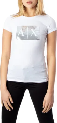 Obrázok produktu pre Armani Exchange Biele tričko s detailmi na štítku - S