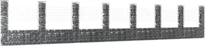 Obrázek produktu pro Maison Exclusive - Gabionový koš ve tvaru U s 8 sloupy, železo, 860 x 20 x 150 cm
