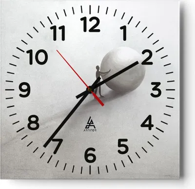 Produktbild von Wanduhr - Quadrat - Glasuhr - Sisyphus Arbeit Symbol - 40x40cm - Schleichendes Uhrwerk - Lautlos - zum Aufhängen bereit - Dekoration Modern - Wanddekoration aus Glas - C4AC40x40-4752