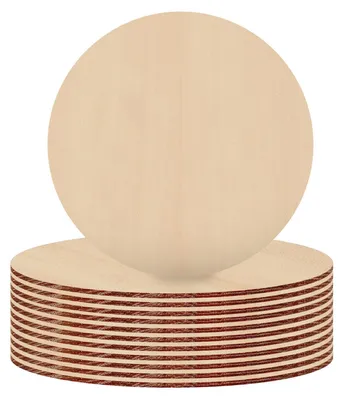 12 Holzscheiben rund, 20 cm, 3 mm, unbehandelt, DIY