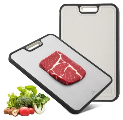 Produktbild von Titan-Schneidebrett, doppelseitiges Titan-Schneidebrett für die Küche, rutschfest, großes Schneidebrett für Fleisch, Obst und Gemüse, 38,5 x 26,5 cm