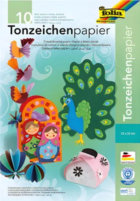 Produktbild von Tonzeichenpapier 22x32cm 10 Blatt farb.sort.,130g