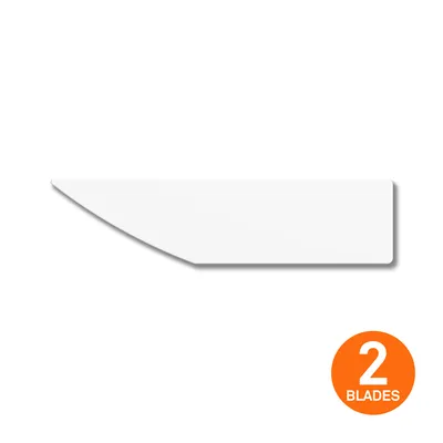 Image de Lame de découpe (convexe) : 2 pièces. Fabriquée en oxyde de zirconium à 100 %, une céramique nettement plus dure que l'acier. Cette lame offre une durée de vie jusqu'à 11 fois supérieure à celle des lames métalliques traditionnelles