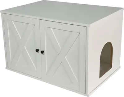 Produktbild von Relaxdays Katzenschrank für Katzentoilette, separate Trennwand, Eingang, Katzenklo verstecken, HBT: 50x80x53 cm, weiß