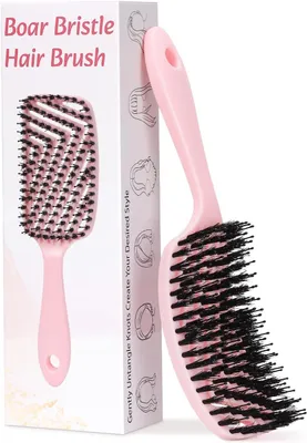 Image de Brosse à cheveux à double brosse, avec des poils de sanglier, idéale pour les cheveux longs, pour un démêlage sans douleur