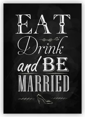 Produktbild von Coole freche Hochzeitskarte im Retro tafel Look als Glückwunsch zu Hochzeit für das Brautpaar: Eat, Drink and be married