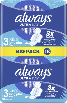 Image de always 8700216638050 always Serviette hygiénique Ultra Day, Long Plus, avec ailettes, BigPack
