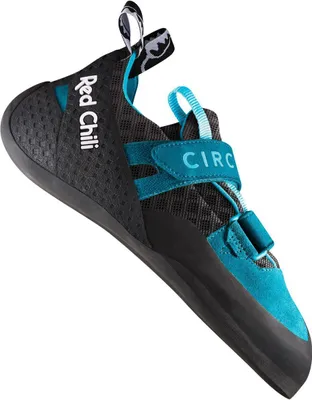 Klett-Kletterschuh "Circuit" von RedChili in Schwarz und Türkis mit rutschfester Sohle.