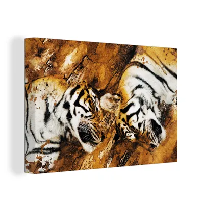 Produktbild von OneMillionCanvasses® - Leinwandbilder - 150x100 cm, Tiger - Baum - Natur, Wandbilder Kunstdruck Wanddekoration