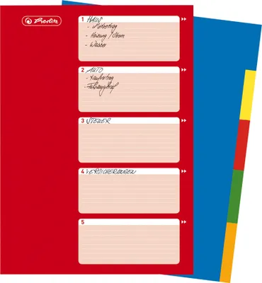 Produktbild von Herlitz Kunststoff Register blanko A4 farbig 5-teilig