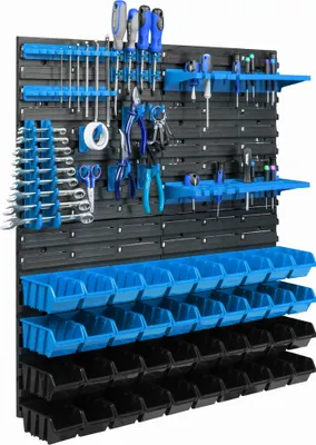 Image de 40 bacs gerbables étagère murale plastique 77 x 78 cm porte-outils atelier garage système de stockage bacs à bec Schütte