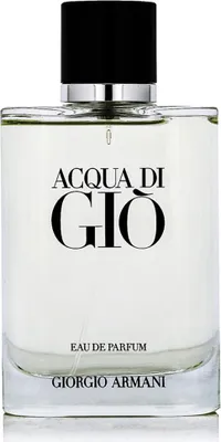 A clear, professional studio shot of a bottle of Giorgio Armani Acqua di Gio Eau de Parfum.