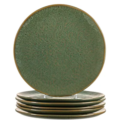 Produktbild von Leonardo Matera Keramik-Teller 6-er Set, spülmaschinengeeignete Speise-Teller, Essteller mit Glasur, 6 runde Steingut-Teller, Ø 27 cm, grün, 018542