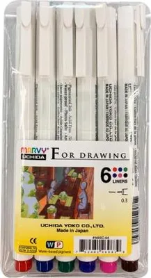 Produktbild von Marvy Uchida technische Stifte Fineliner 0,3 mm farbig 6 Stück Set