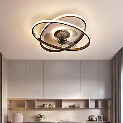 Obrázok produktu pre Stropný ventilátor s LED osvetlením – čierna farba, priemer 50 cm – výkon 96 W – diaľkové ovládanie – vhodný do spálne