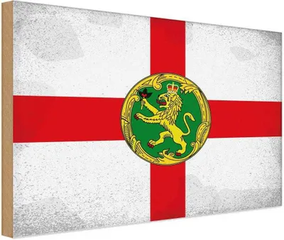 Produktbild von vianmo Holzschild 30x40 cm Alderney Flagge Fahne Wappen
