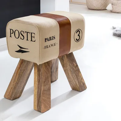 Produktbild von FineBuy Design Turnbock Canvas Sitzhocker 40 x 30 x 47 cm Turnhocker Hocker Beistellhocker Fußhocker