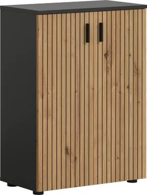 Produktbild von Hochschrank >Mone< in Basalt / Artisan Oak - 60x81x30cm (BxHxT)