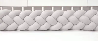 Produktbild von Bettschlange 4-strängig geflochten Velours 400 cm – Hellgrau | Bettumrandung Babybett Nestchen | Letino