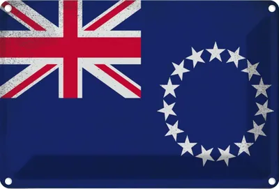Produktbild von vianmo Blechschild 20x30 cm Cookinseln Cook Islands Vintage Flagge Fahne Wappen