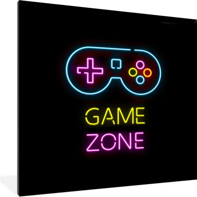 Produktbild von MuchoWow® Gerahmtes Poster Controller - Spiel - Neon - Schwarz - Zitate - Spielzone 40x40 cm - Poster mit Schwarzem Bilderrahmen Wandposter Rahmen Foto Bilder - Mit Rahmen - Wanddekoration Schlafzimmer