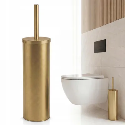 Produktbild von Geschlossene, freistehende WC-Bürste, gebürstetes Gold