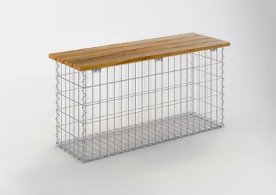 Produktbild von Gartenbank Spiralgabione 105 x 50 x 30 cm - 3 TEAK MW 5 x 10 cm