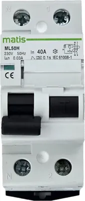 Produktbild von Matismart FI-Schutzschalter ML50H2P 40A 30mA 6kA