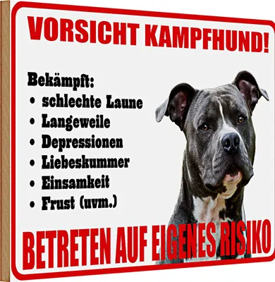 Produktbild von Holzschild Spruch Vorsicht Kampfhund 30x20cm betreten eigenes Risiko