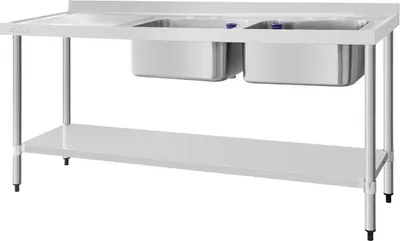 Produktbild von Vogue Edelstahlspüle Doppelwaschbecken Abtropffläche Links 180X60Cm