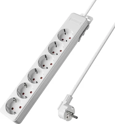 Produktbild von Braytron Mehrfachsteckdose 6-fach mit 1,5 m Kabel, ohne Schalter, 3680W, Kindersicherung, Steckdosenleiste mit Clip-System