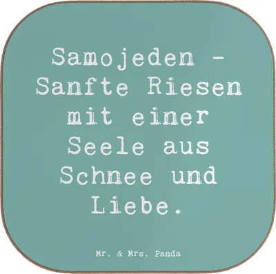 Produktbild von Mr. & Mrs. Panda Untersetzer Kaffee Spruch Samojede Liebe - Meeresbrise - Geschenk, Coaster, Hunderassen, sanftmütig, gläseruntersetzer, Getränkeuntersetzer, Charakter