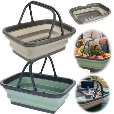 Produktbild von LS-LebenStil Einkaufskorb 10L 38cm faltbar Griff klappbar Faltkorb Wassereimer Camping Spüleimer Putzeimer Waschschüssel Wassereimer TRT wie Silikon