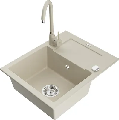 Produktbild von Mexen Enzo 1 Becken-Granitspüle mit Abtropffläche und Mischbatterie Telma, Beige - 6506-69-670200-69