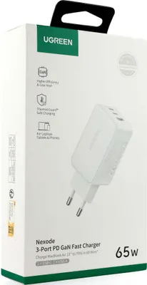 Obrázek produktu pro UGREEN Nexode USB-A+2*USB-C 65W GaN Tech Fast Charger White