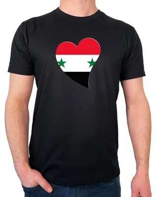 Produktbild von Huuraa Herren T-Shirt Syrien Flagge Herz L Black Bio Baumwolle Fairtrade Herrenshirt Geschenkidee