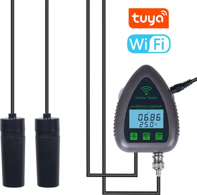 Obrázek produktu pro Tuya WiFi 5v1 Kvalita vody Online monitor PH Celkové rozpuštěné pevné látky S.G Slanost Teplota Testovací měřič Multifunkční marikulturní tester pro pitnou vodu Akvárium Akvakultura Bazén