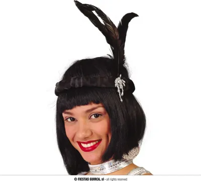Immagine prodotto di Ruggenti anni '20 Fascia di piume Carnevale Gatsby Accessorio Party Moda Elegante Retro Nero Chic Vintage, Colore: Nero