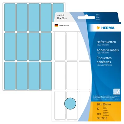 Produktbild von Vielzwecketiketten blau 20x50 mm Papier matt 480 St.