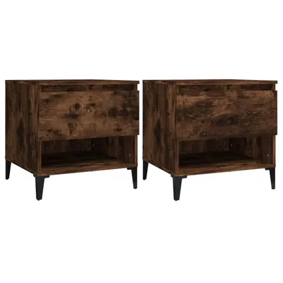 Image de vidaXL Tables d'appoint 2 pcs. Chêne fumé 50x46x50 cm Bois composite