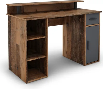 Produktbild von Schreibtisch >DIEGO< in Old-Wood-Optik/Anthrazit 120 x 88 x 55 cm (BxHxT)