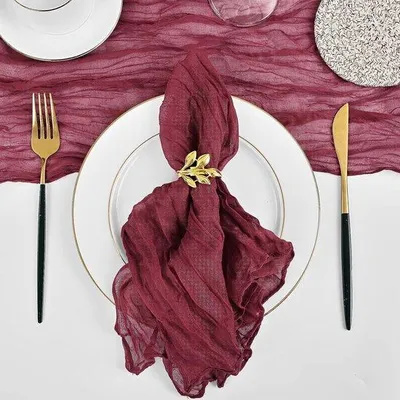 Produktbild von Polyester-Tüchlein, 50 cm x 50 cm, Gaze, Käse-Tuch, Servietten, rustikale Tischdekoration, Hochzeit oder Baby-Shower-Party, Weinrot
