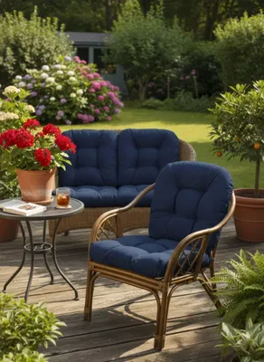 Produktbild von AMPO Polster Kissen für Rattansessel Bahamasessel Gartensesselauflage Korbsessel