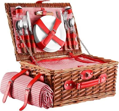 Zdjęcie produktu dla Zestaw piknikowy – wiklinowy – letni – piknik – kosz – ekologiczny
