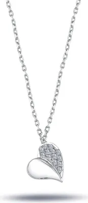 Produktbild von Herz Diamant Anhänger Halskette Collier in 14 Karat Weißgold