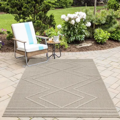 Image de Ayyildiz | Tapis d'extérieur Patara - 240 cm x 340 cm - Beige - Résistant et Élégant - Design Azteque