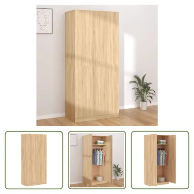 Obrázek produktu pro The Living Store Šatní skříň Sonoma dub 90x52x200 cm materiál na bázi dřeva