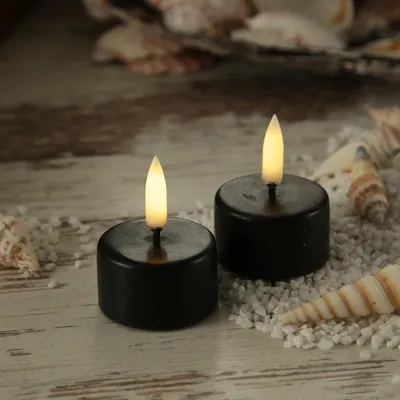 Produktbild von LED Teelichter THEA - D: 4cm - H: 5,3cm - Timer - inkl. Batterien - schwarz - 2er Set