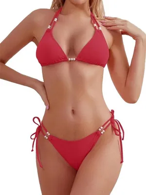 Damen 2-teilig verstellbarer Halterbikini mit aus 50-100% gerecycled polyester, Hauptbild