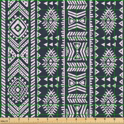 Produktbild von ABAKUHAUS afrikanisch Gewebe als Meterware, Arabesque Inspirations Treffen mit afrikanischen Land Art Design vertikale Grenzen, 10 M (148 x 1000 cm), Kadett Blau Weiß